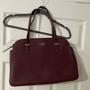 Burgundy purple Kate spade zipper saffiano leather bag nwot with dust bag